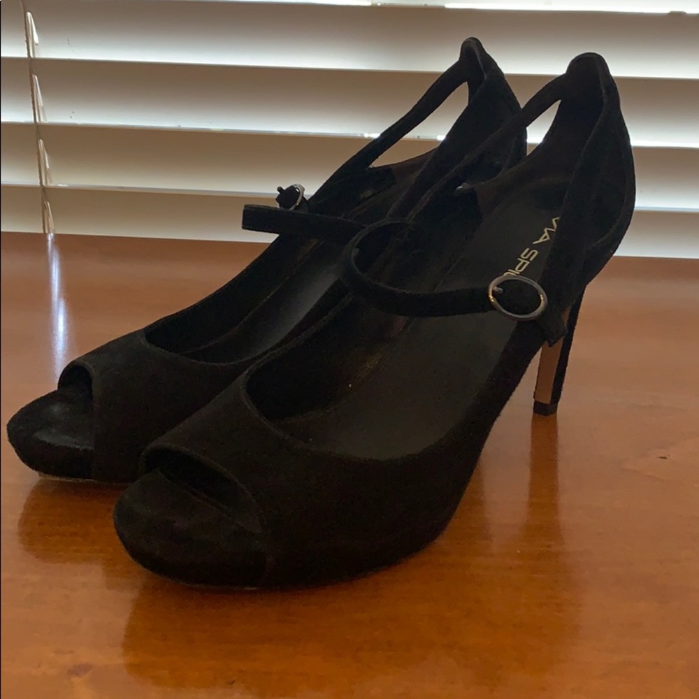 Via Spiga Black Suede Platform Heels